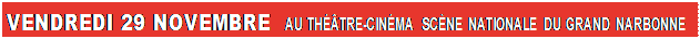 Zone de Texte: VENDREDI 29 NOVEMBRE AU THTRE-CINMA SCNE NATIONALE DU GRAND NARBONNE
